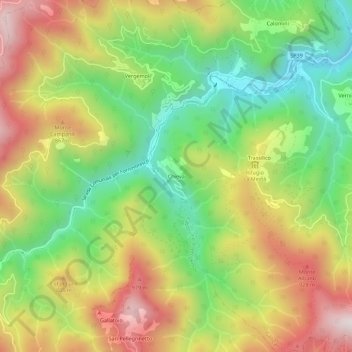 Mapa topográfico Chieva, altitude, relevo