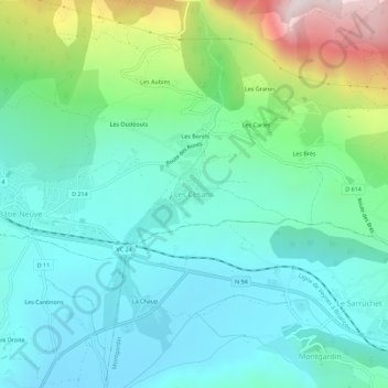 Mapa topográfico Les Cesaris, altitude, relevo