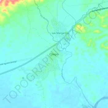 Mapa topográfico Chepo, altitude, relevo