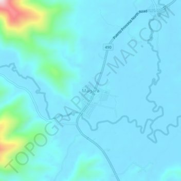 Mapa topográfico Magara, altitude, relevo
