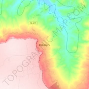 Mapa topográfico Jamacaru, altitude, relevo