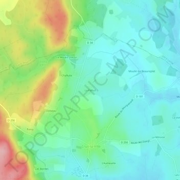 Mapa topográfico La Pallud, altitude, relevo