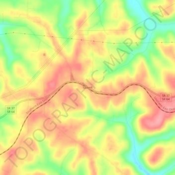 Mapa topográfico Taswell, altitude, relevo