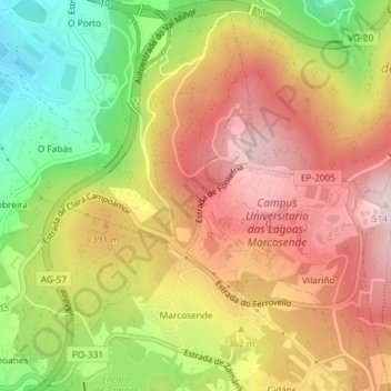Mapa topográfico Costales, altitude, relevo
