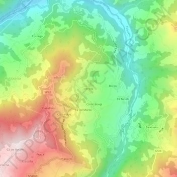 Mapa topográfico Vitriola, altitude, relevo
