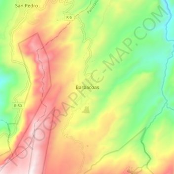 Mapa topográfico Barbacoas, altitude, relevo