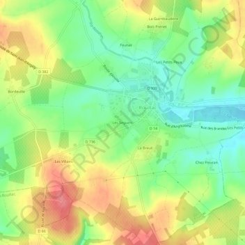 Mapa topográfico Les Seguins, altitude, relevo