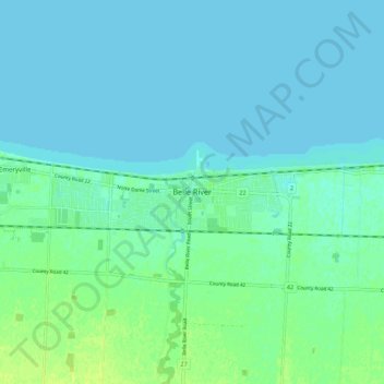 Mapa topográfico Belle River, altitude, relevo