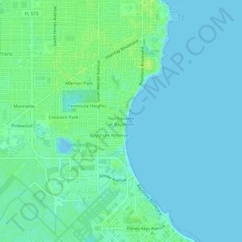 Mapa topográfico Northpointe at Bayshore, altitude, relevo