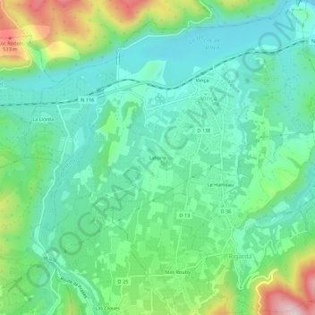 Mapa topográfico Sahorle, altitude, relevo