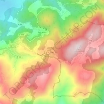 Mapa topográfico U Tipponu, altitude, relevo