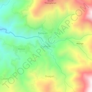Mapa topográfico Sumadel, altitude, relevo