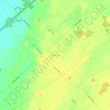 Mapa topográfico Highgate, altitude, relevo