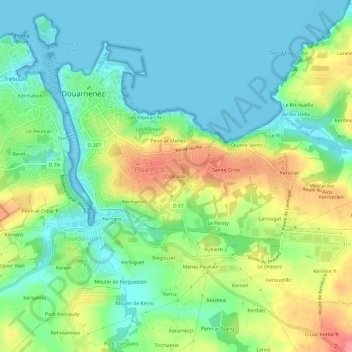 Mapa topográfico Coataner, altitude, relevo