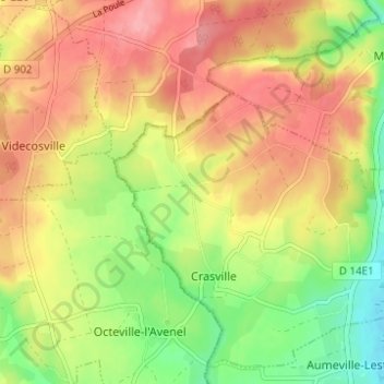 Mapa topográfico Le Perron, altitude, relevo
