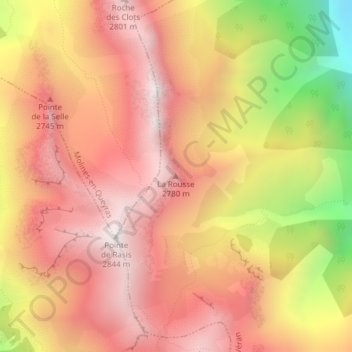 Mapa topográfico La Rousse, altitude, relevo