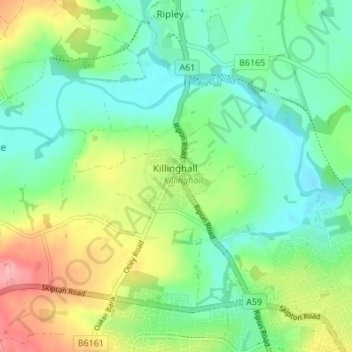 Mapa topográfico Killinghall, altitude, relevo