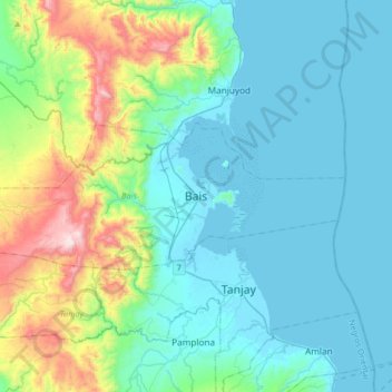 Mapa topográfico Bais, altitude, relevo