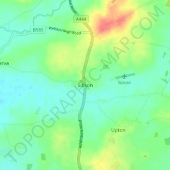 Mapa topográfico Sibson, altitude, relevo