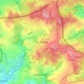 Mapa topográfico Huldingen, altitude, relevo