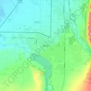 Mapa topográfico Hyrum, altitude, relevo