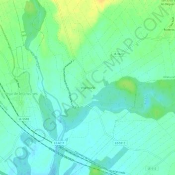 Mapa topográfico Villarroañe, altitude, relevo
