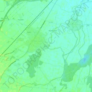 Mapa topográfico Bruehli, altitude, relevo