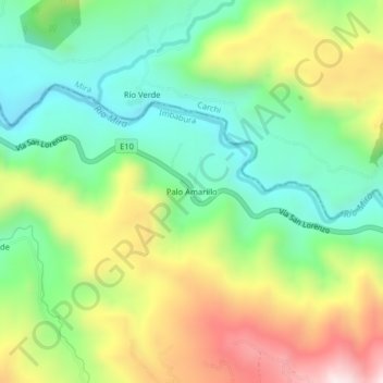 Mapa topográfico Palo Amarillo, altitude, relevo