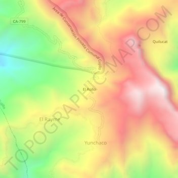 Mapa topográfico El Rollo, altitude, relevo