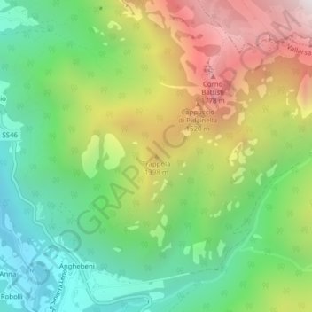 Mapa topográfico Trappola, altitude, relevo