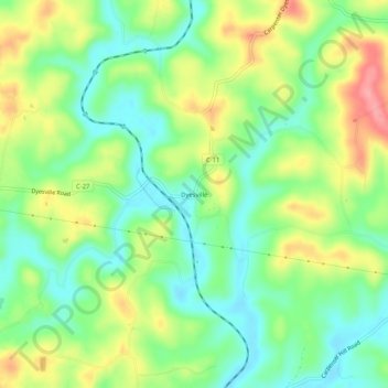 Mapa topográfico Dyesville, altitude, relevo