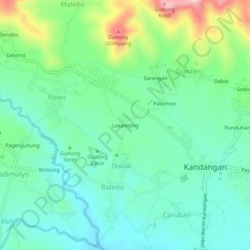 Mapa topográfico Lokenteng, altitude, relevo