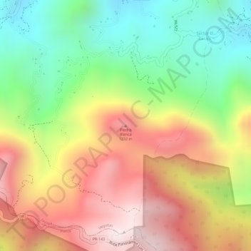 Mapa topográfico Piedra Blanca, altitude, relevo