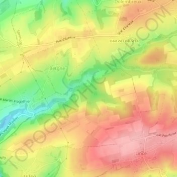 Mapa topográfico Belle Fontaine, altitude, relevo