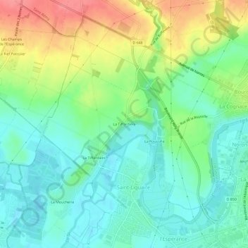Mapa topográfico La Tiffardière, altitude, relevo