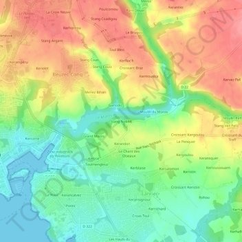 Mapa topográfico Stang Noblet, altitude, relevo