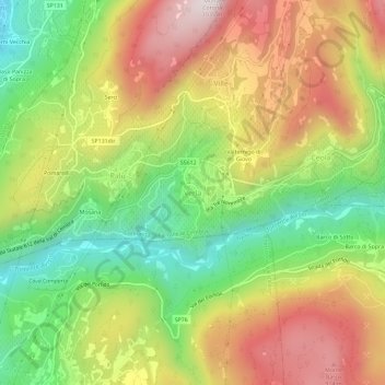 Mapa topográfico Verla, altitude, relevo