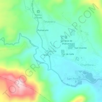 Mapa topográfico Muyuna, altitude, relevo