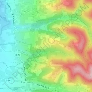 Mapa topográfico Le Hourc, altitude, relevo