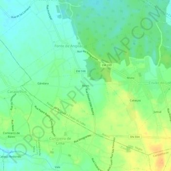 Mapa topográfico Rines, altitude, relevo