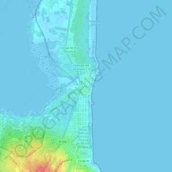 Mapa topográfico La Mata, altitude, relevo