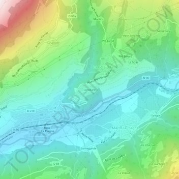 Mapa topográfico Le Villard, altitude, relevo