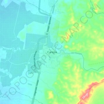 Mapa topográfico Carepa, altitude, relevo