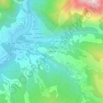 Mapa topográfico Les Buissons, altitude, relevo