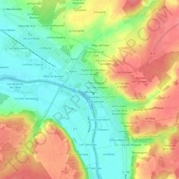 Mapa topográfico La Gare, altitude, relevo