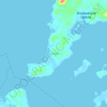Mapa topográfico Pantalan, altitude, relevo