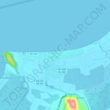 Mapa topográfico Triunfo de la Cruz, altitude, relevo