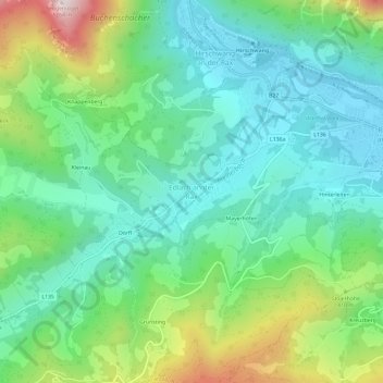 Mapa topográfico Edlach an der Rax, altitude, relevo