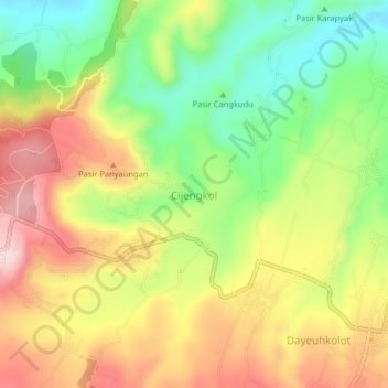 Mapa topográfico Cijengkol, altitude, relevo
