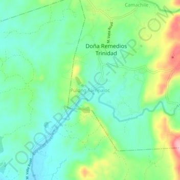 Mapa topográfico Pulong Sampaloc, altitude, relevo